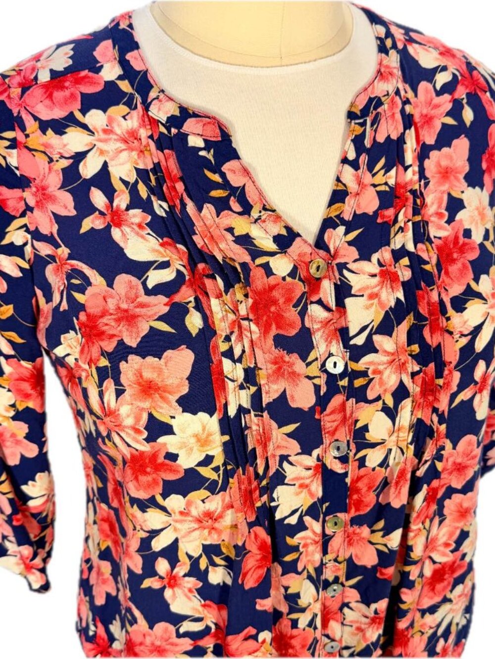 Sara Michelle Women's Floral Blouse Women 1X Pink Red - Picture 3 of 10